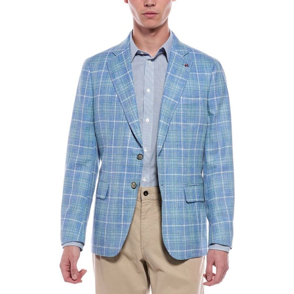 Isaia Mens  Wool, Silk, & Linen-Blend Jacket, Blue